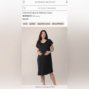 Highly Recommend, Universal Labor & Delivery Gown sz SML Black, worn once